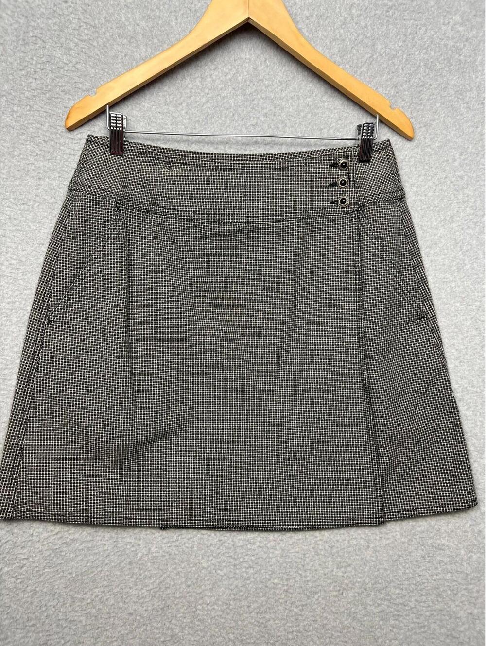 LizWear Academia Mini Wrap Skirt Black Plaid Preppy Y2K 90s 12 Vintage School